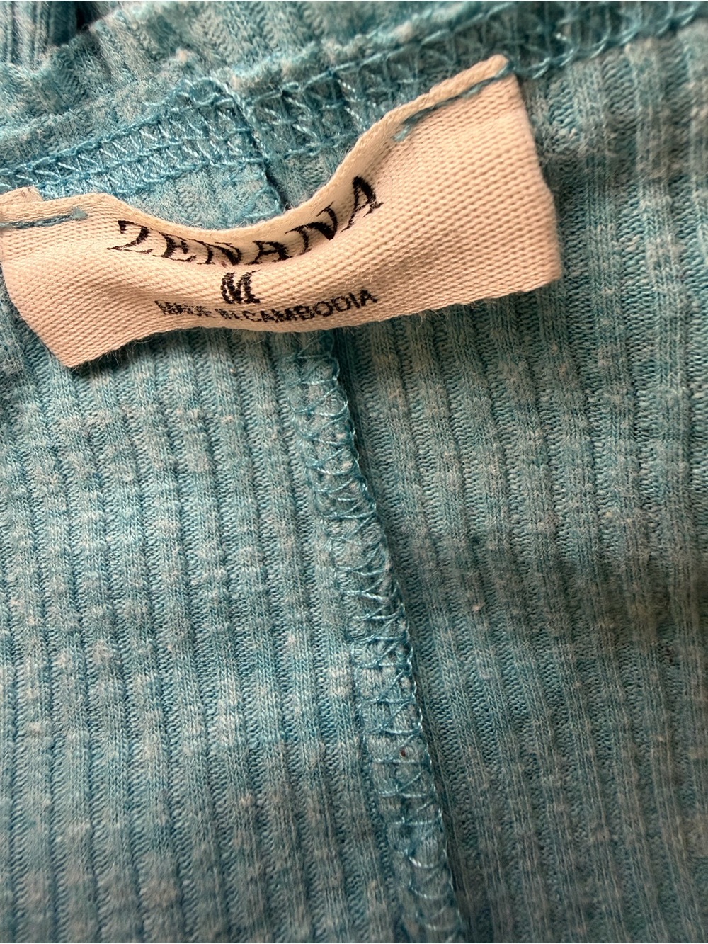 Sleeveless Ribbed Henley Tank Top - Turquoise - Picture 9 of 10